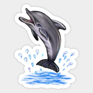 Cute dolphin making a splash.  Playful Dolphins Sticker